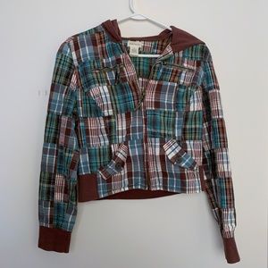 Maurices plaid hoodie jacket size medium Vintage #51783